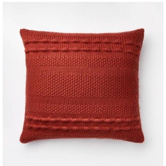 Threshold Designed Studio McGee Oversized Bobble Knit Square Throw Pillow Rust - Picture 1 of 10
